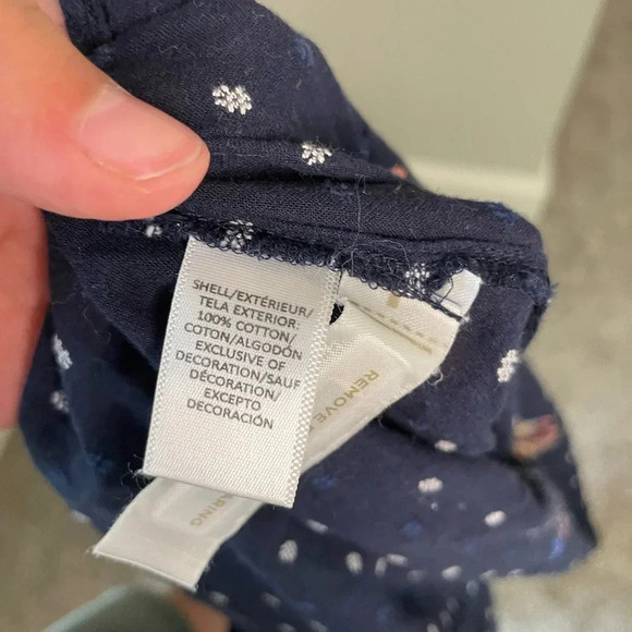 Loft The Softened Shirt Navy Floral Embroidered Button Down Top - Picture 9 of 11